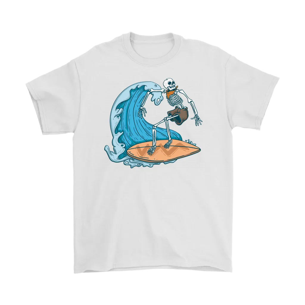 Surfer T-shirt, Gift for Surfer, Surfing Skeleton T-shirt, Skeleton Surfer Shirt, Funny Surfer Shirt