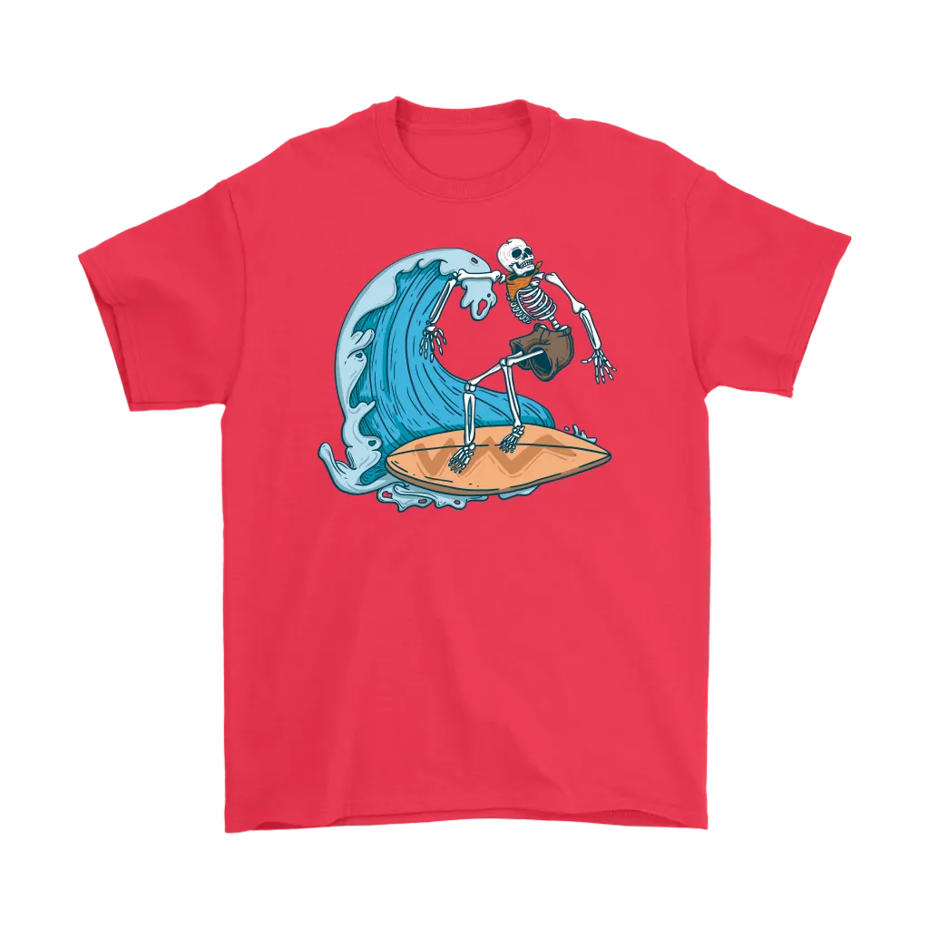 Surfer T-shirt, Gift for Surfer, Surfing Skeleton T-shirt, Skeleton Surfer Shirt, Funny Surfer Shirt