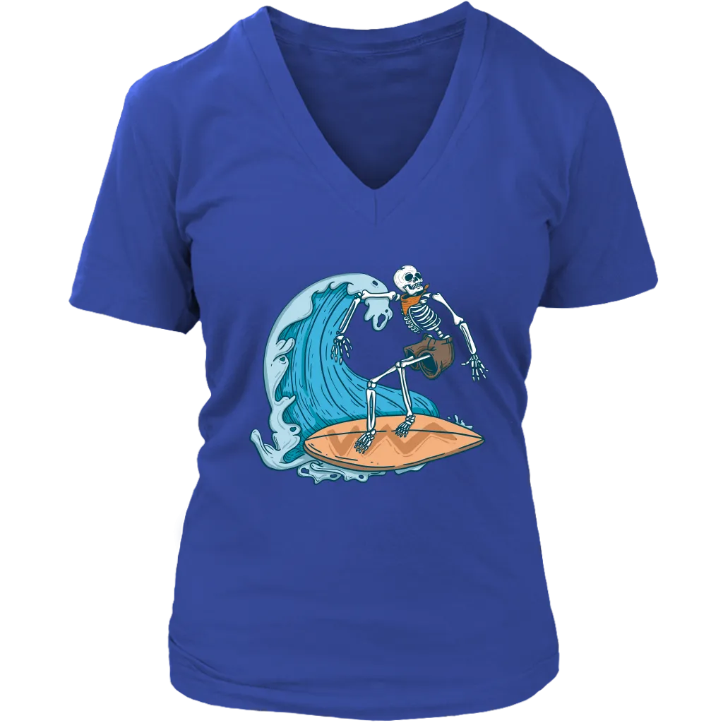 Surfer T-shirt, Gift for Surfer, Surfing Skeleton T-shirt, Skeleton Surfer Shirt, Funny Surfer Shirt