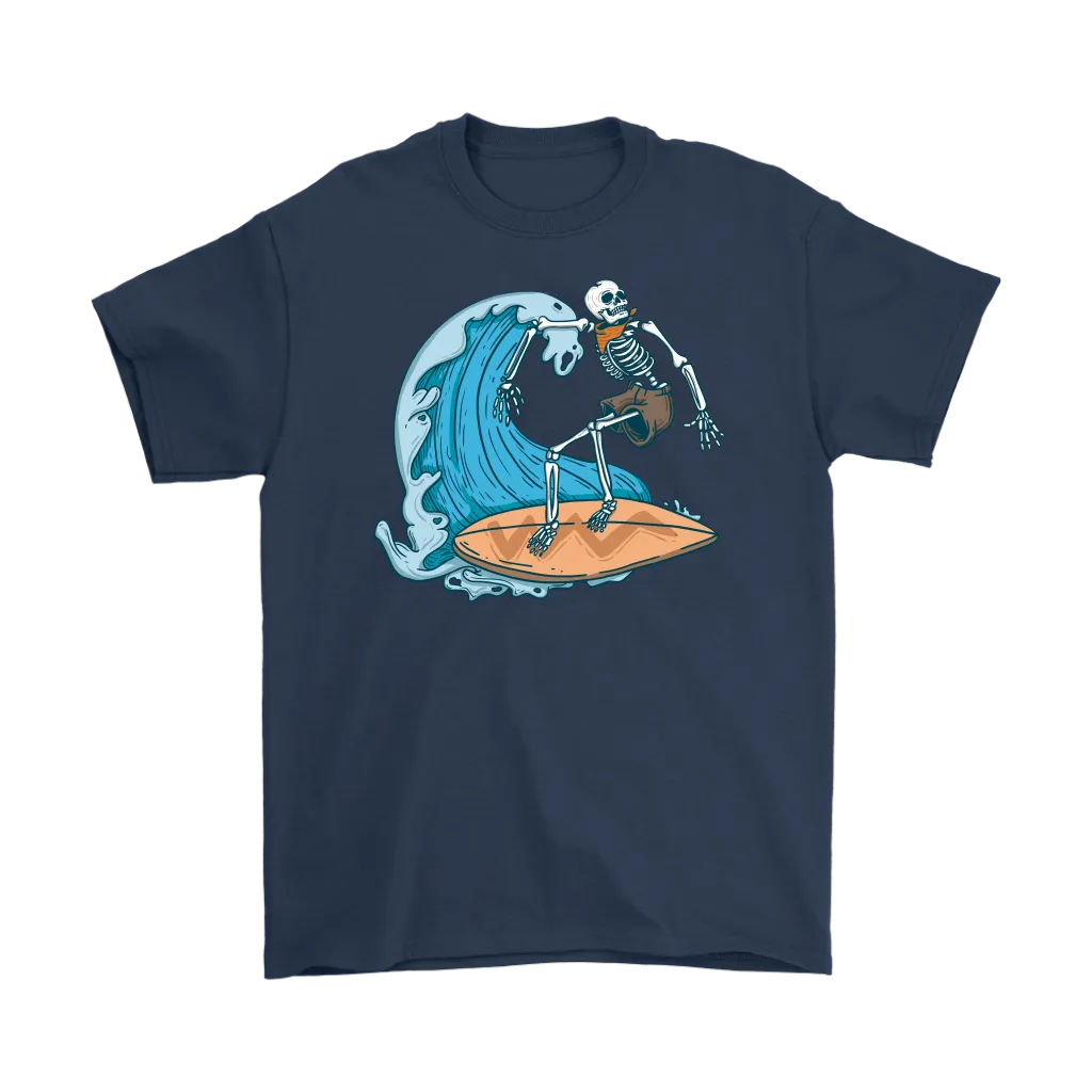 Surfer T-shirt, Gift for Surfer, Surfing Skeleton T-shirt, Skeleton Surfer Shirt, Funny Surfer Shirt