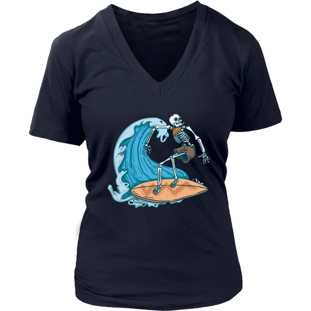 Surfer T-shirt, Gift for Surfer, Surfing Skeleton T-shirt, Skeleton Surfer Shirt, Funny Surfer Shirt