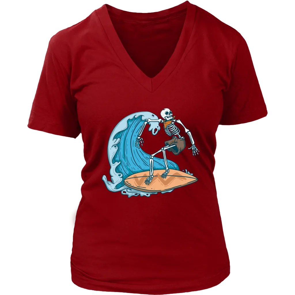 Surfer T-shirt, Gift for Surfer, Surfing Skeleton T-shirt, Skeleton Surfer Shirt, Funny Surfer Shirt