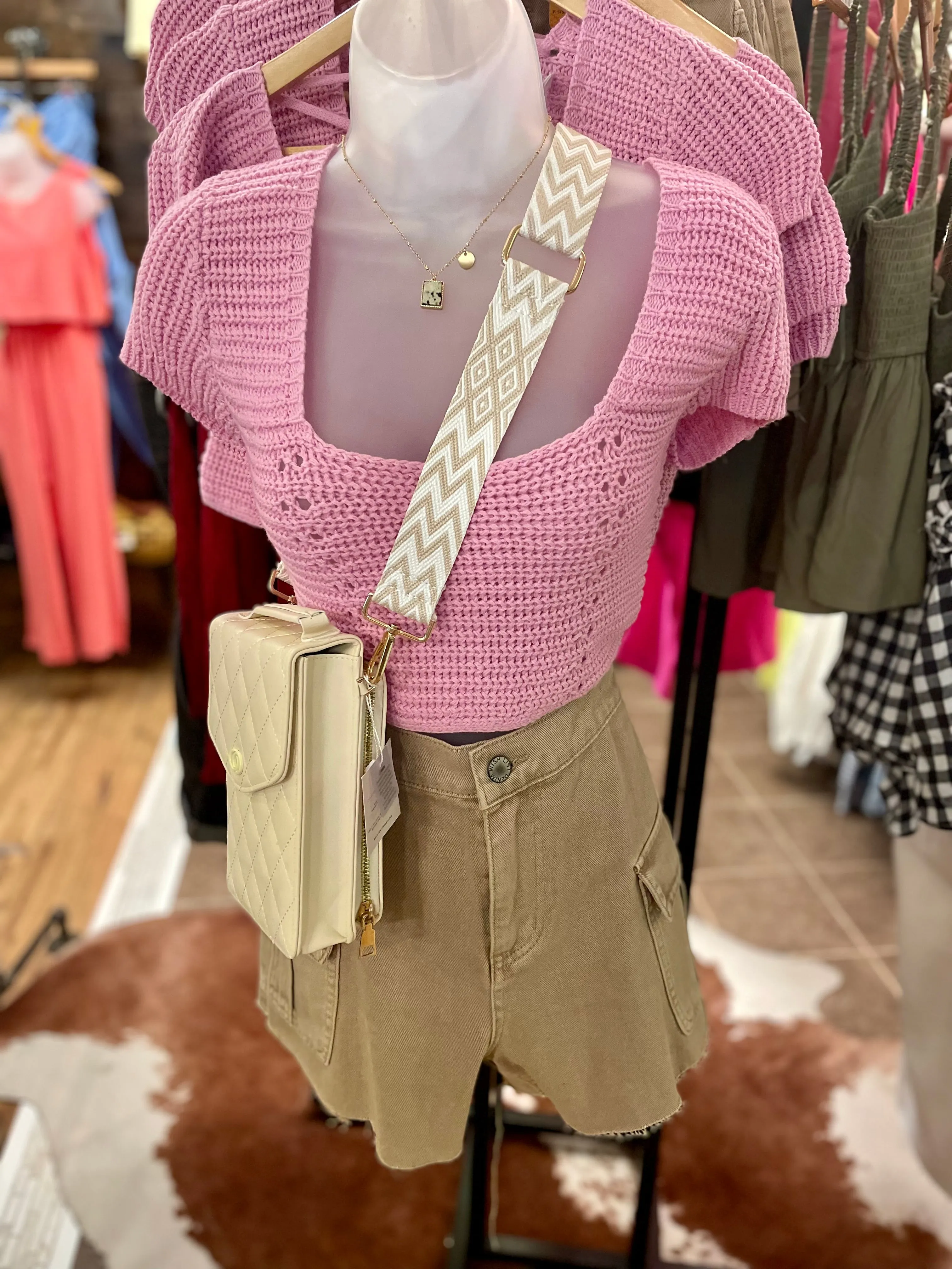 Tan Cargo Mom Shorts