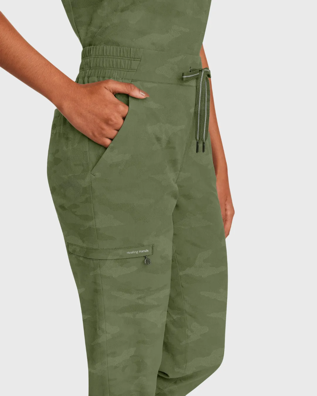 Tate Women's Camo Jogger Scrub Pant - Olive - 9350