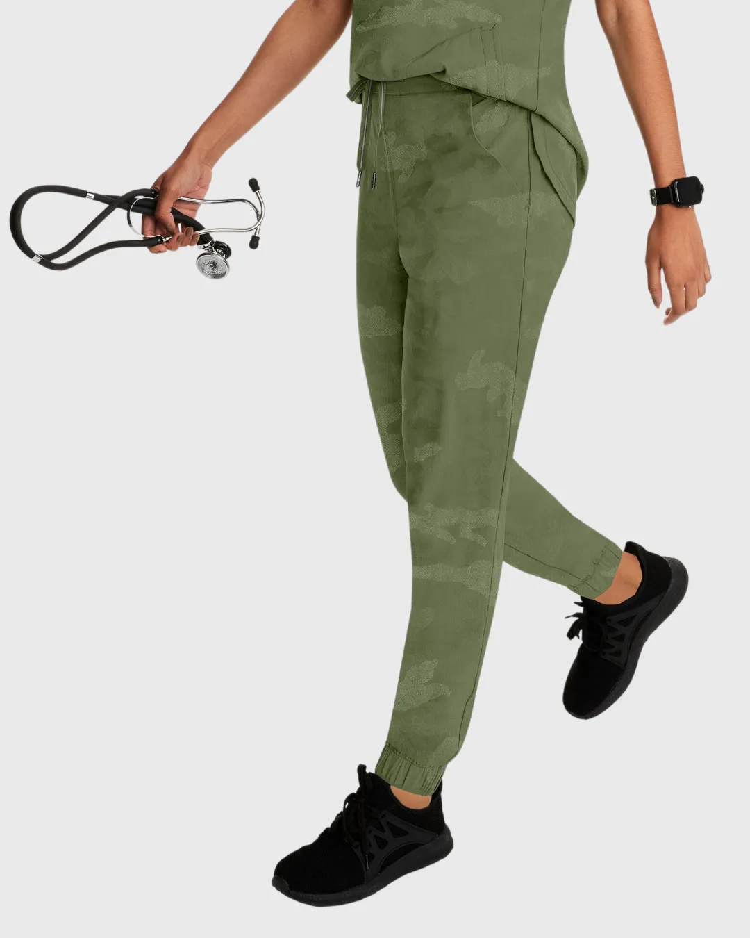 Tate Women's Camo Jogger Scrub Pant - Olive - 9350