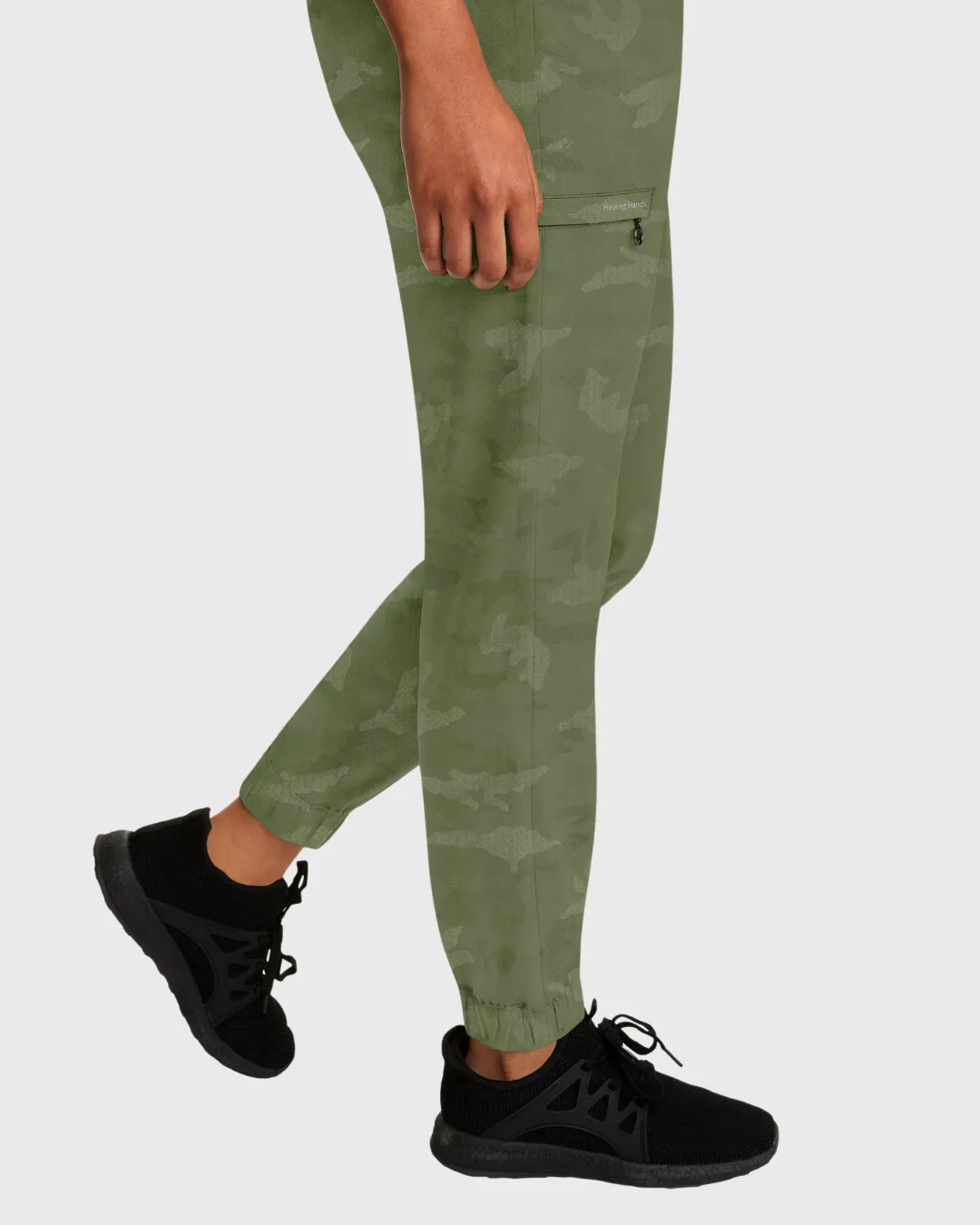 Tate Women's Camo Jogger Scrub Pant - Olive - 9350