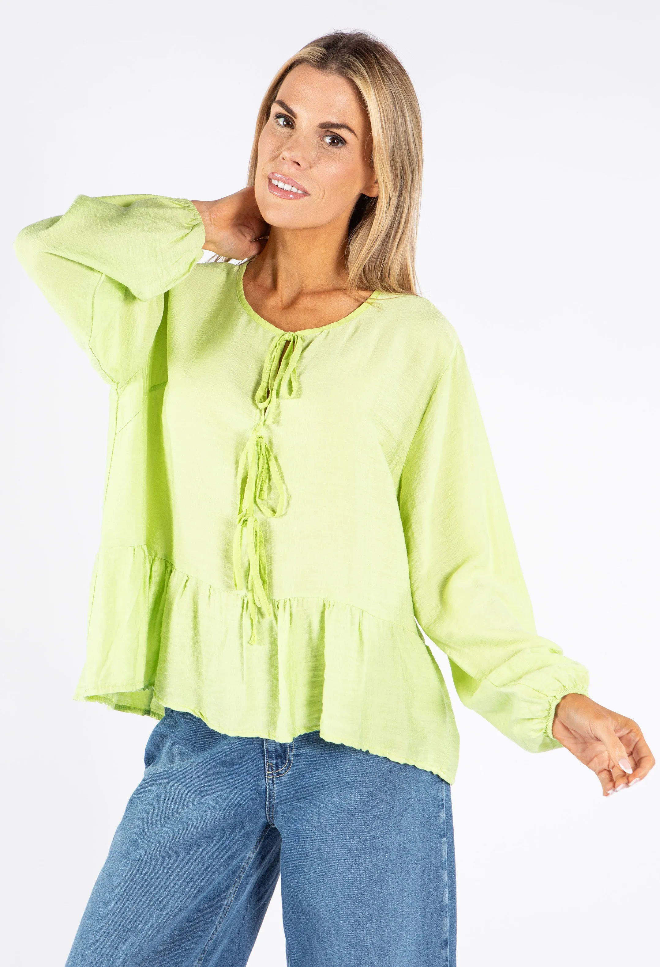 Tie-Front Peplum Blouse