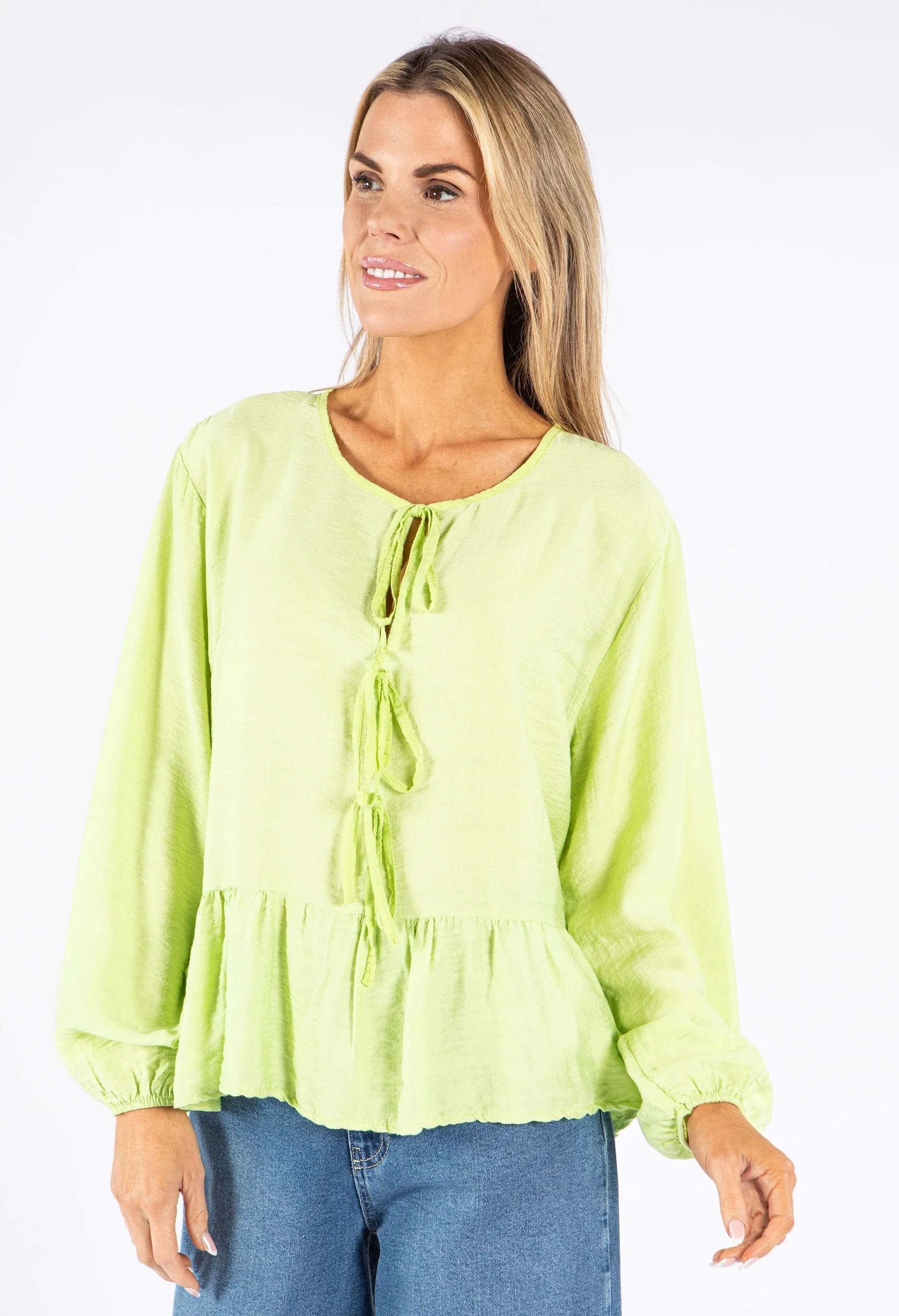 Tie-Front Peplum Blouse