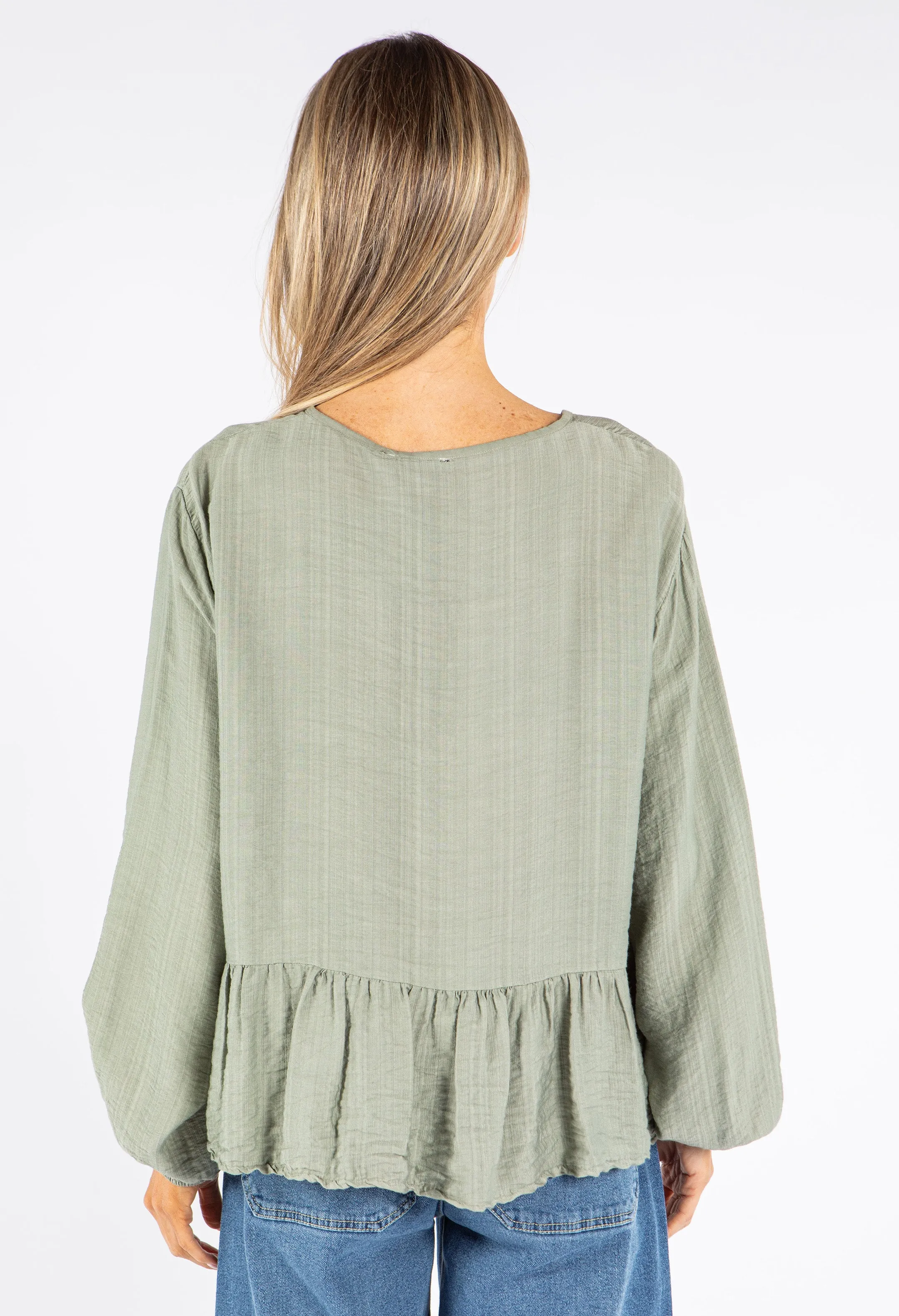 Tie-Front Peplum Blouse