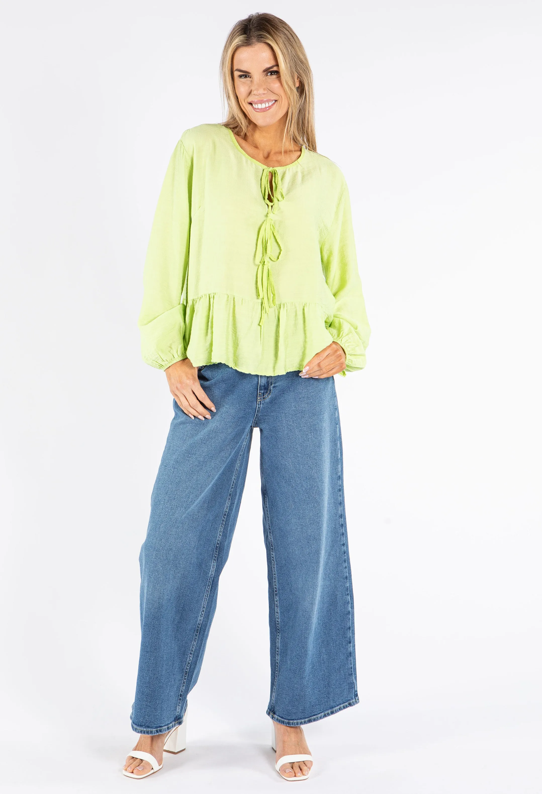 Tie-Front Peplum Blouse