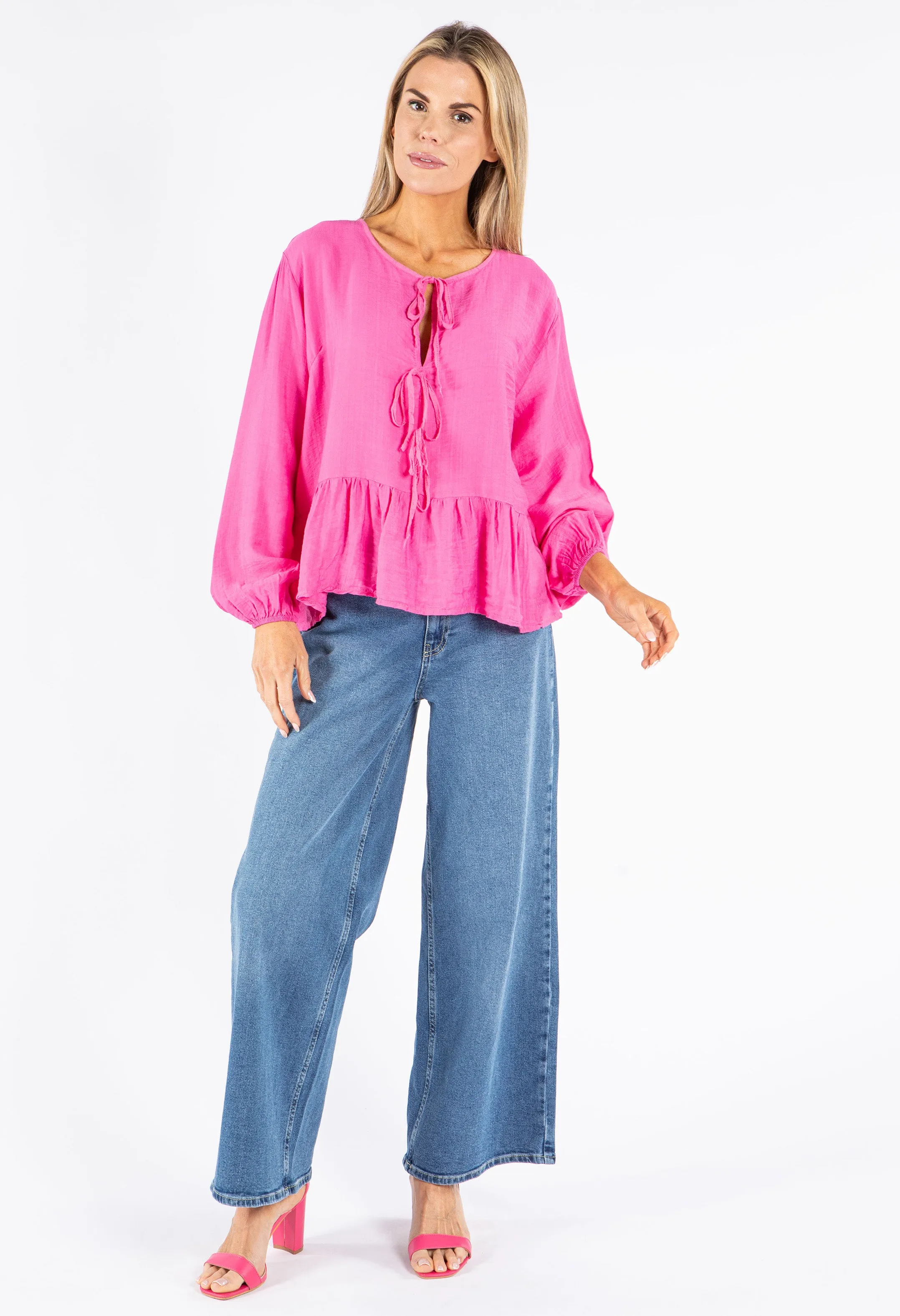 Tie-Front Peplum Blouse