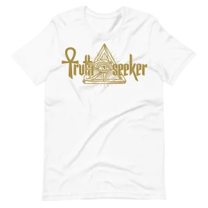 Truth Seeker Gold On White T-Shirt