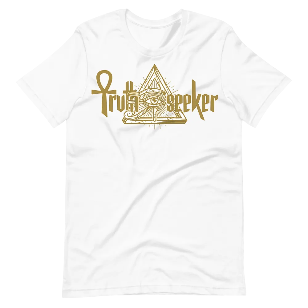 Truth Seeker Gold On White T-Shirt