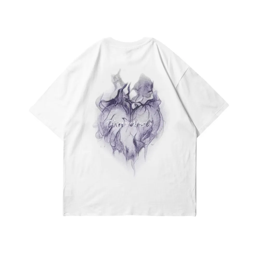 Urban Street Flame Heart Graphic T-Shirt