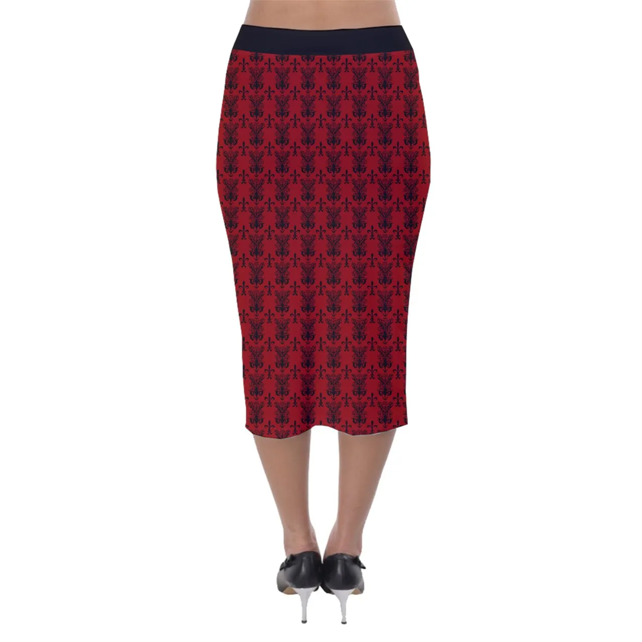 Vampweed Velvet Midi Pencil Skirt