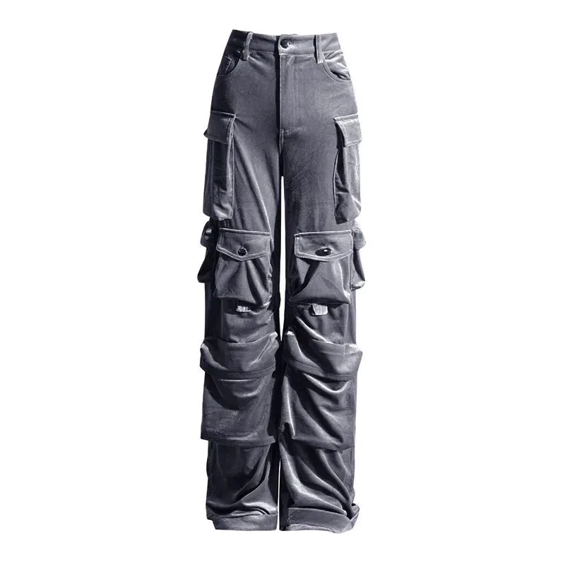 Velvet Cargo Pants - Gray