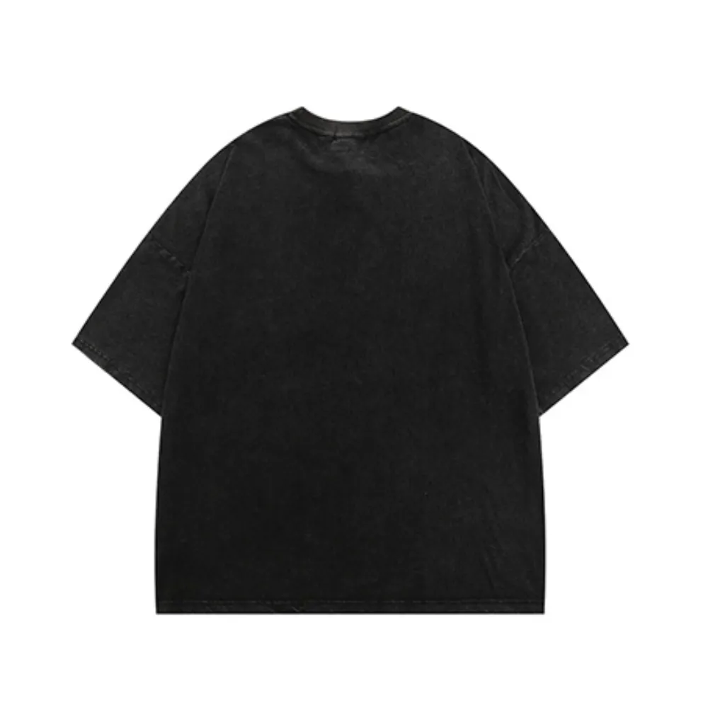 Vintage Cats Print Washed T-Shirt
