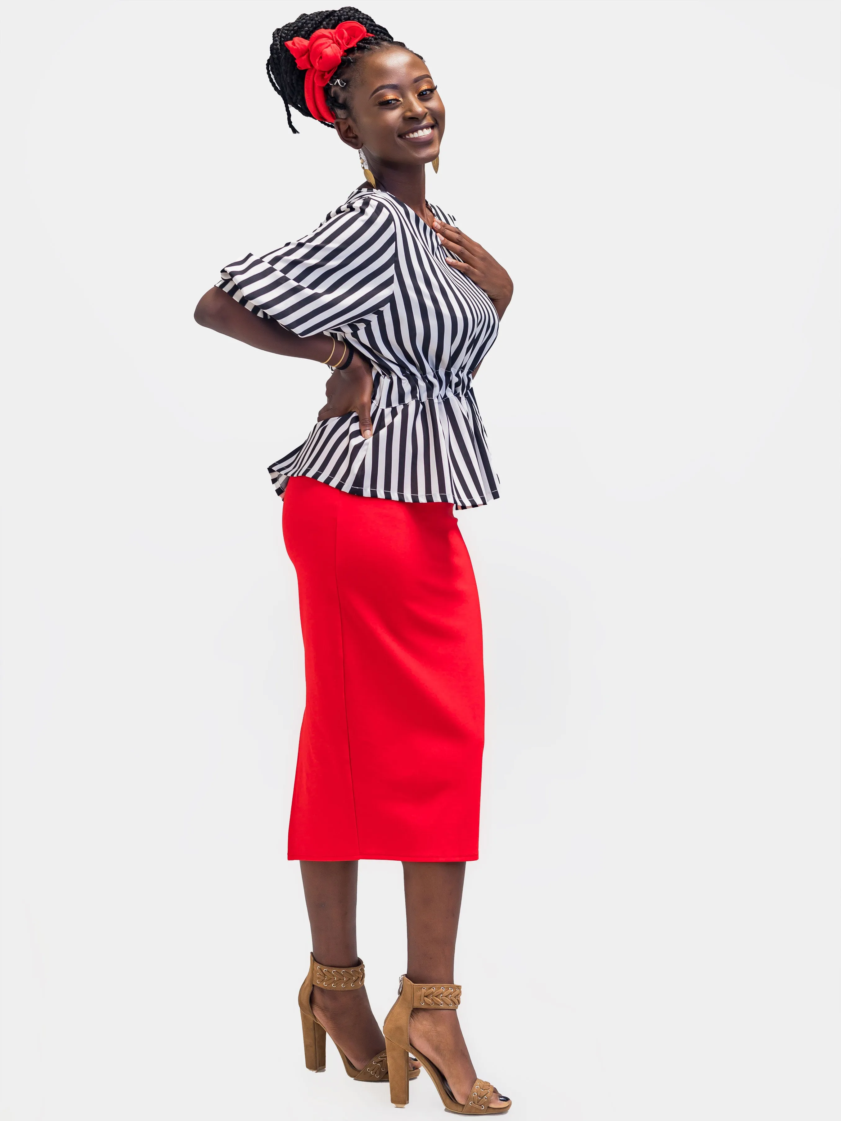 Vivo Basic Escape Midi Pencil Skirt (Special offer) - Red