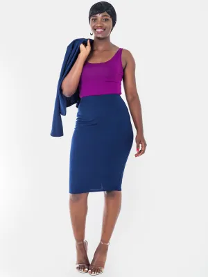 Vivo Basic Escape Pencil Skirt - Navy Blue