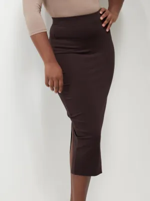 Vivo Basic Midi Pencil Skirt - Brown