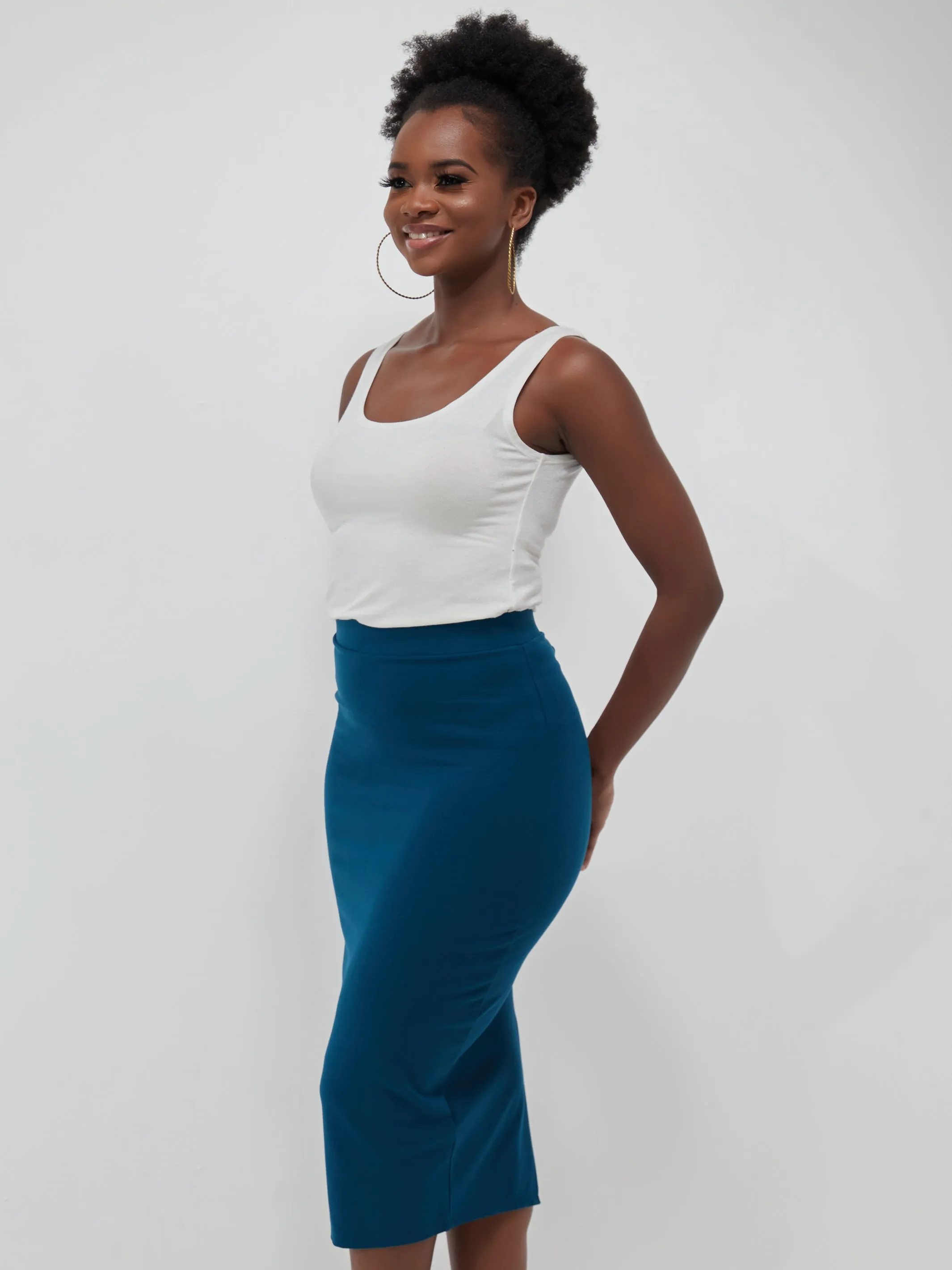Vivo Basic Midi Pencil Skirt - Dark Teal