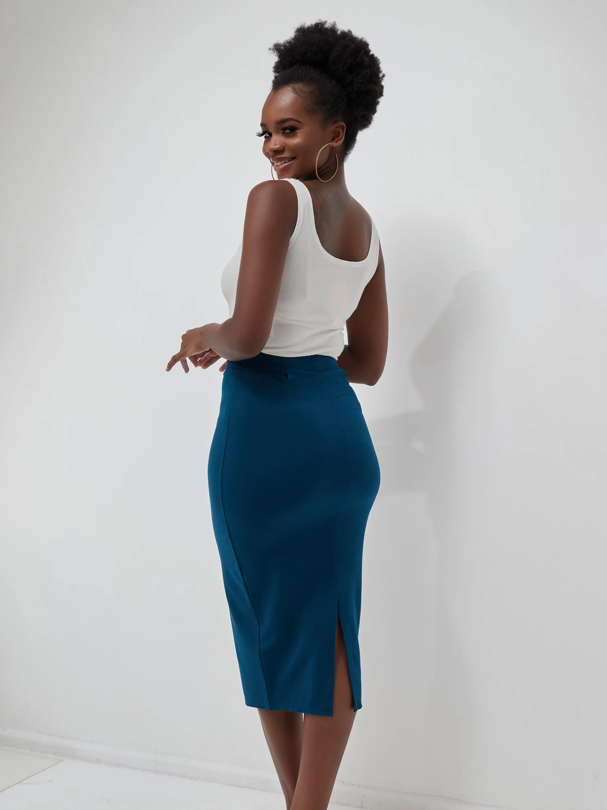 Vivo Basic Midi Pencil Skirt - Dark Teal