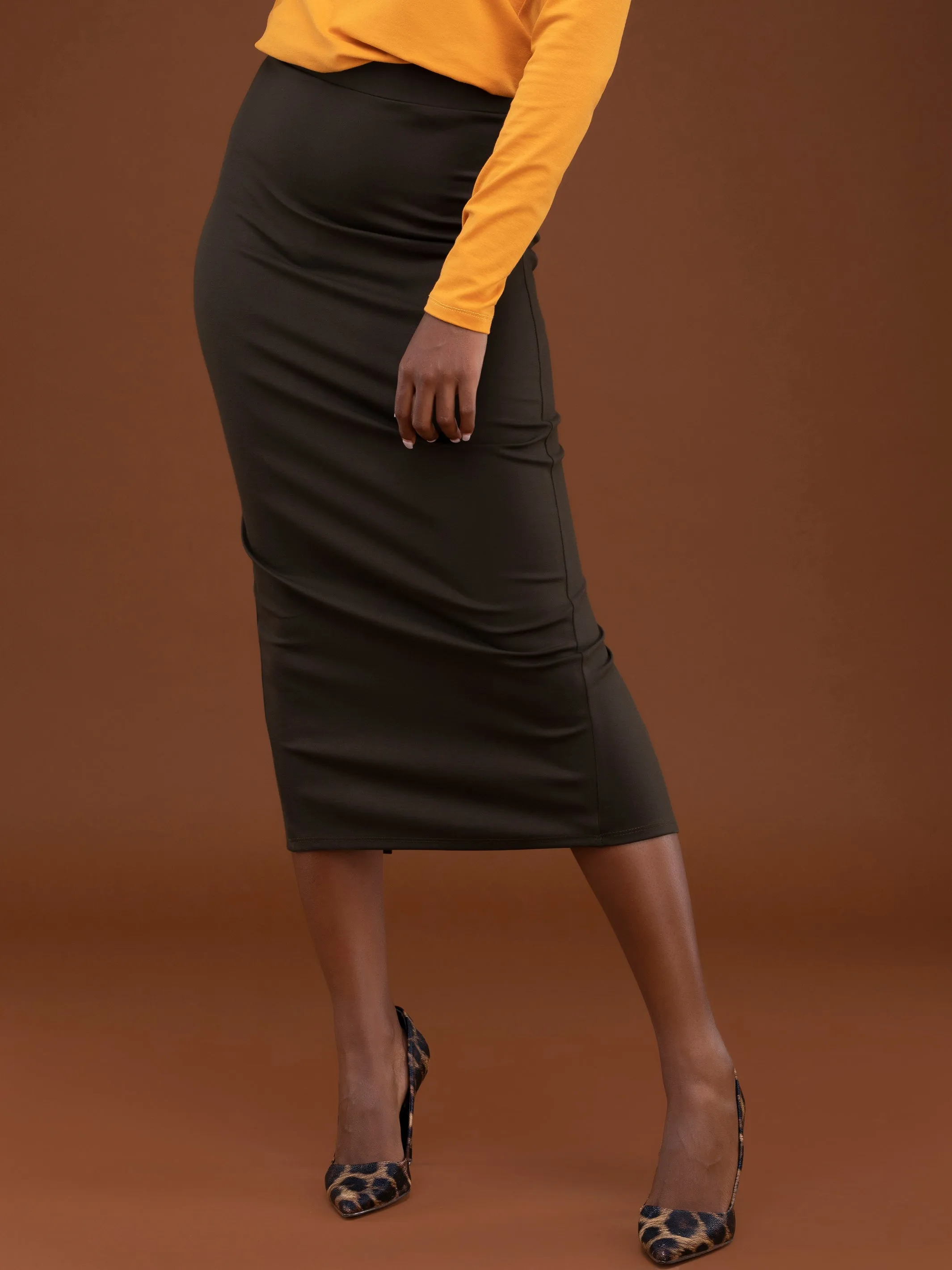 Vivo Basic Midi Pencil Skirt - Hunters Green