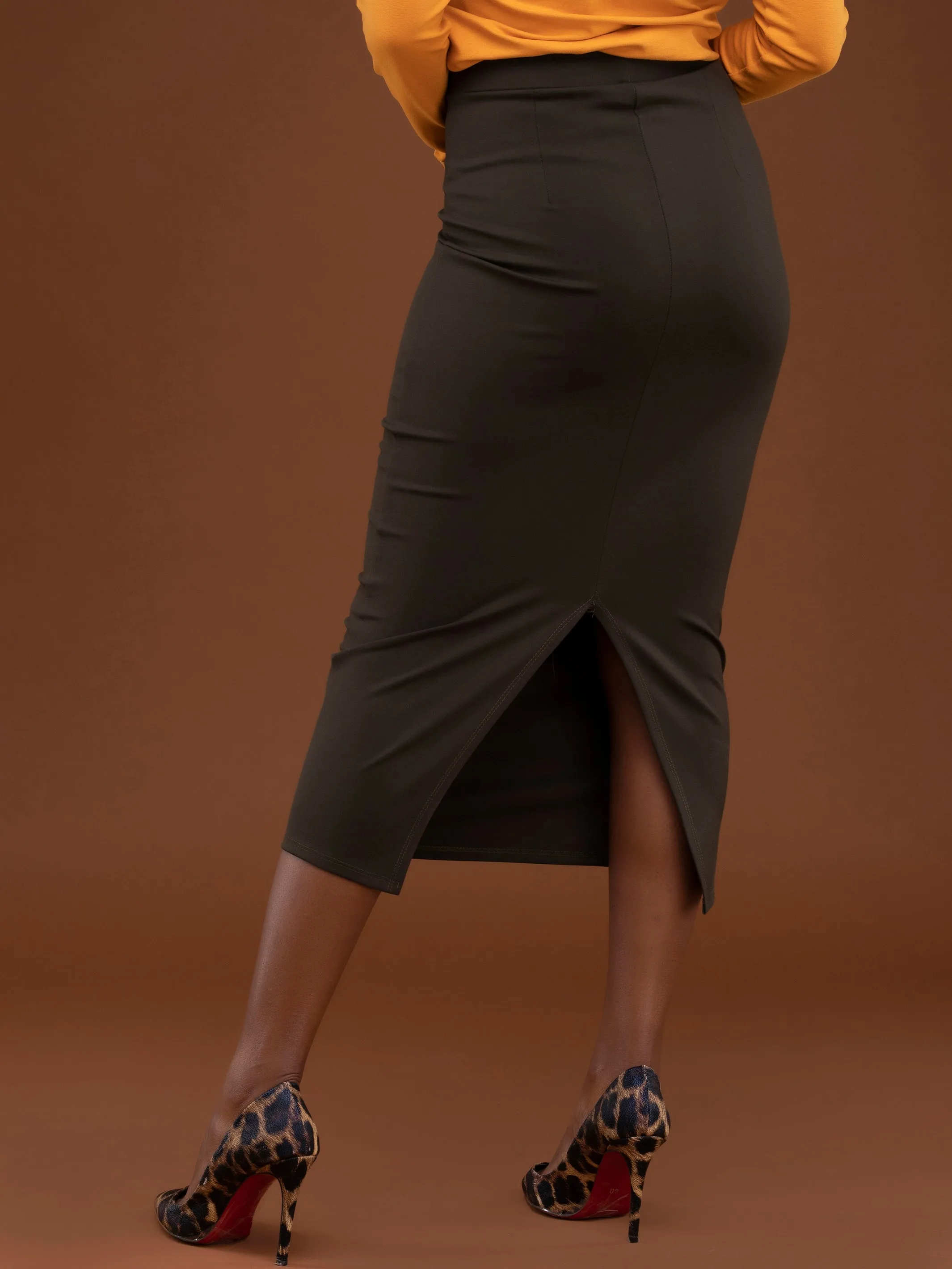 Vivo Basic Midi Pencil Skirt - Hunters Green