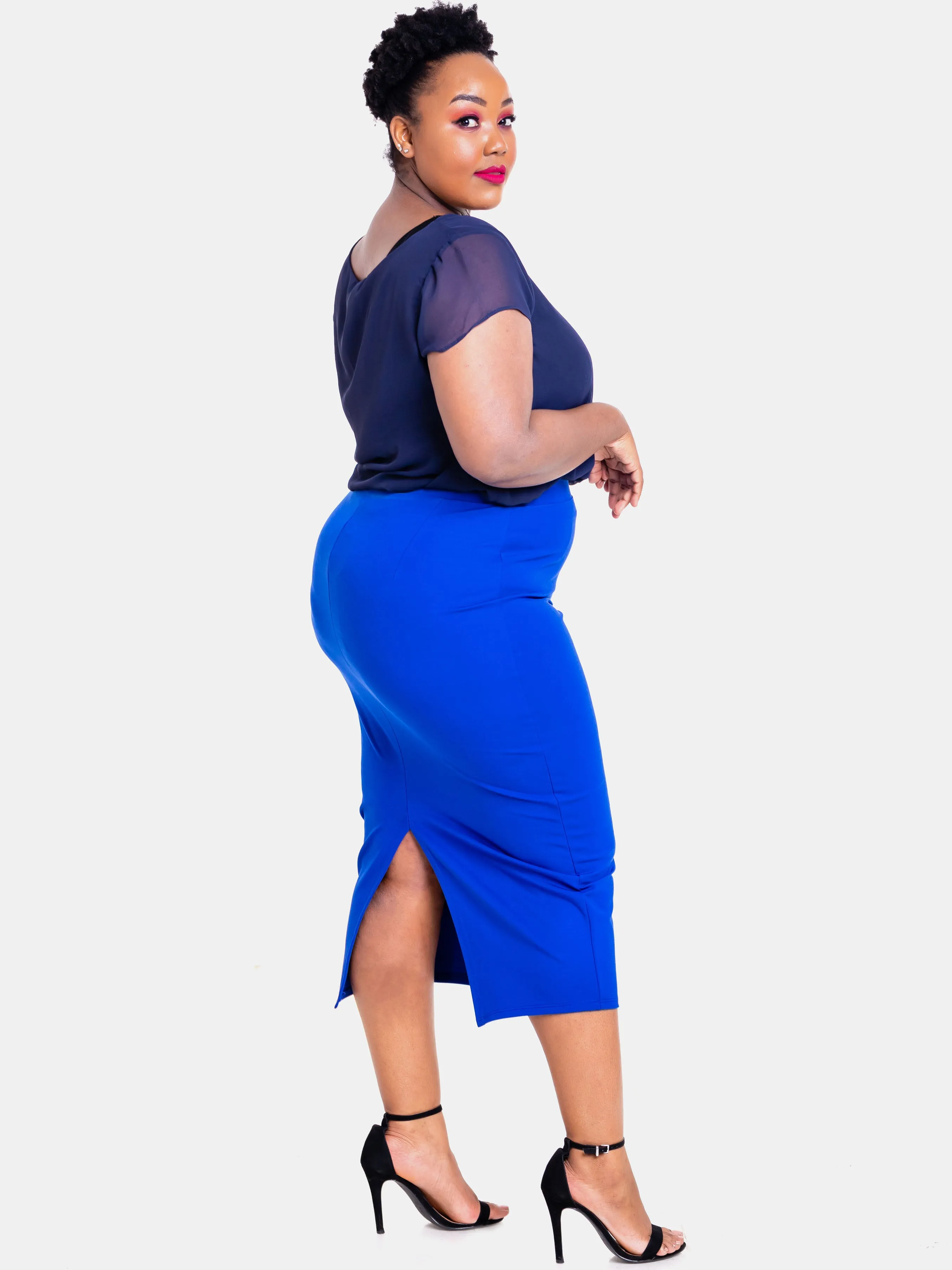 Vivo Basic Midi Pencil Skirt - Royal Blue