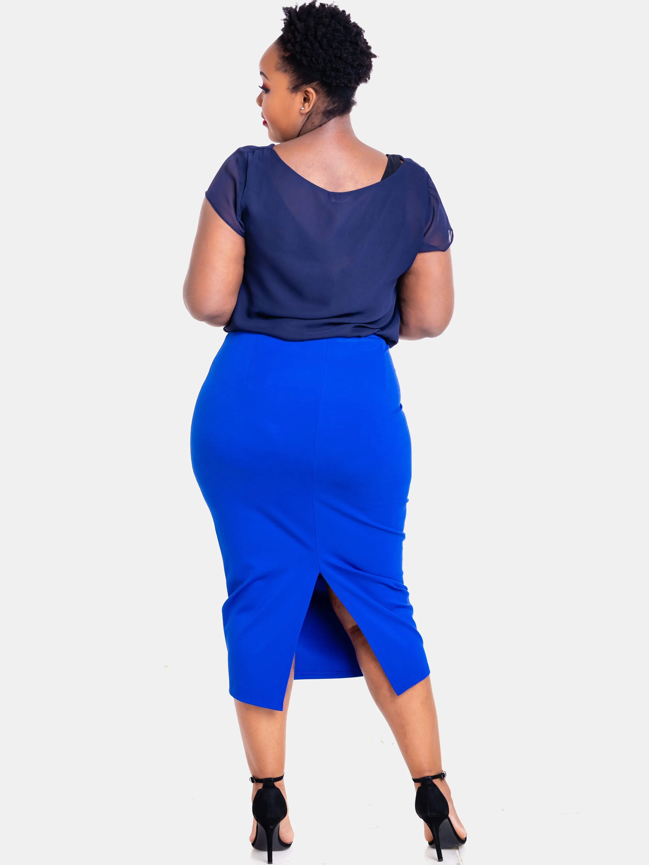 Vivo Basic Midi Pencil Skirt - Royal Blue