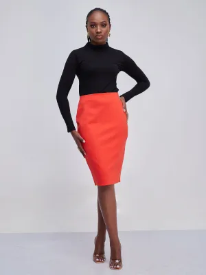 Vivo Basic Pencil Skirt - Orange