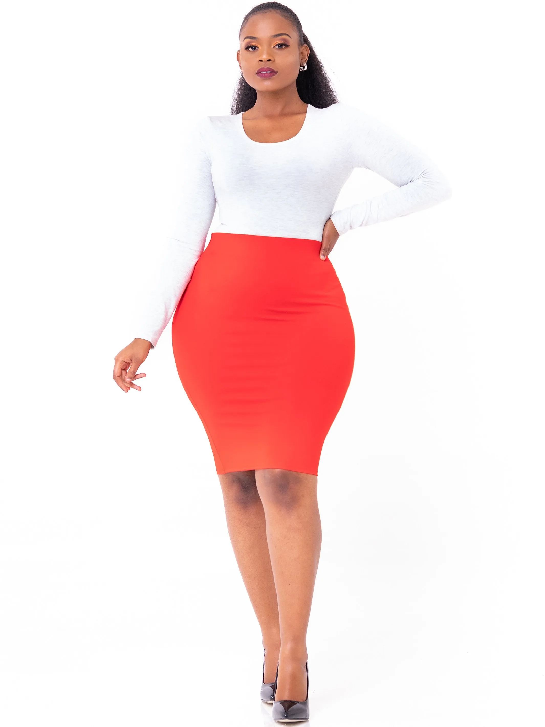 Vivo Basic Pencil Skirt - Red