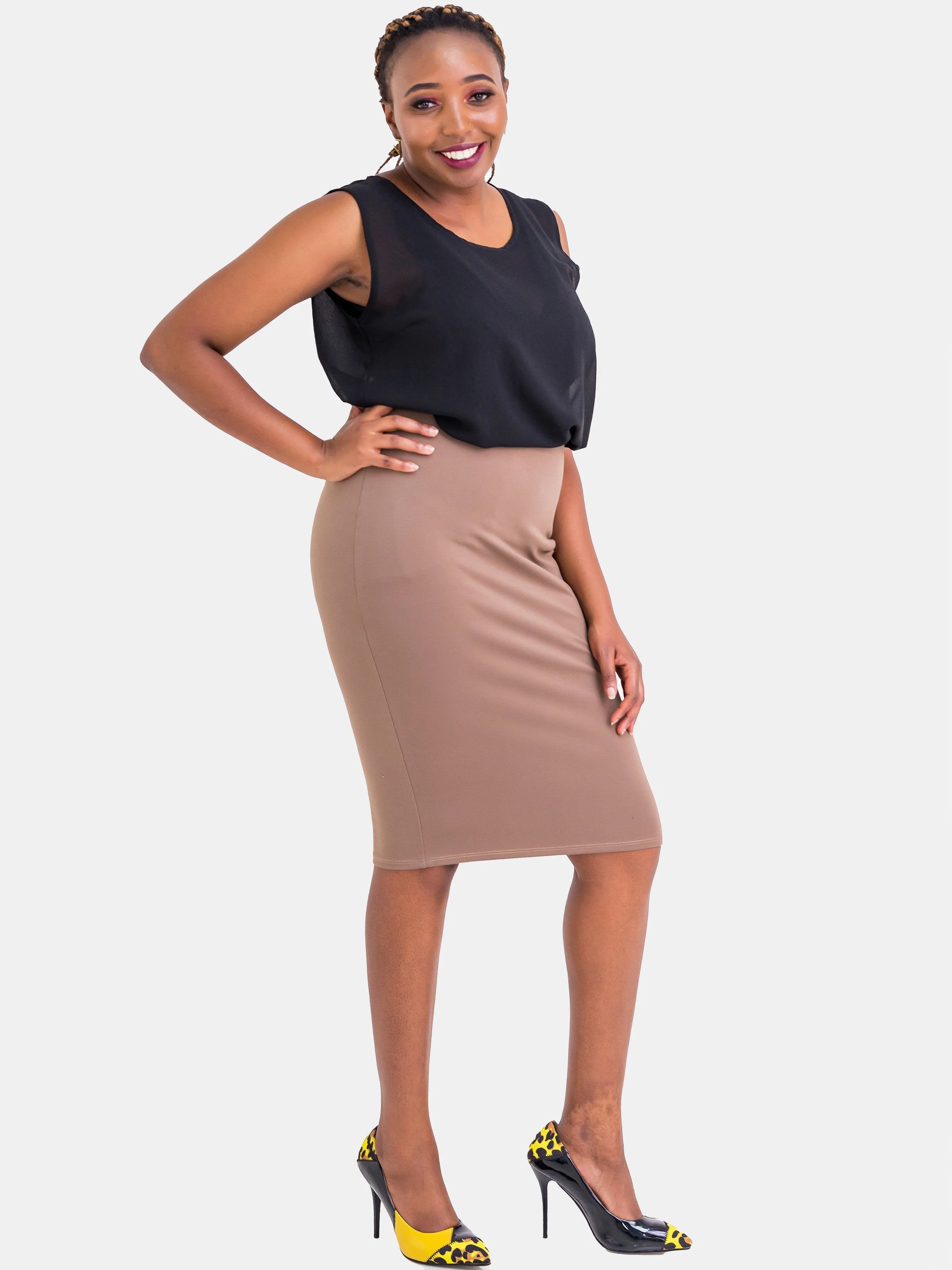Vivo Basic Pencil Skirt - Taupe