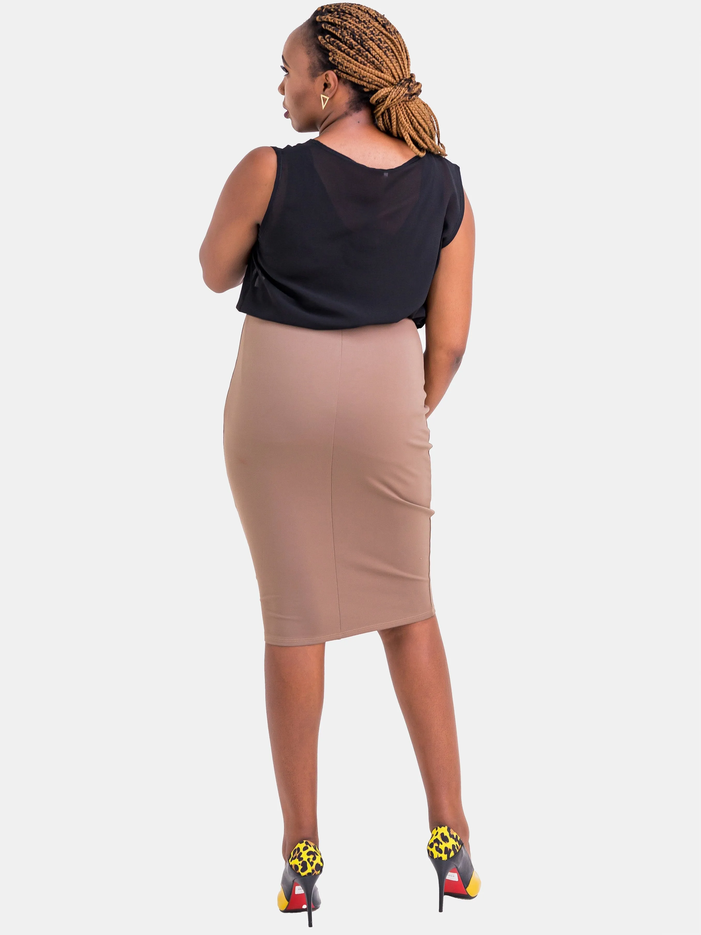 Vivo Basic Pencil Skirt - Taupe