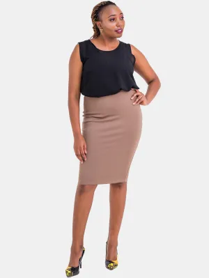 Vivo Basic Pencil Skirt - Taupe