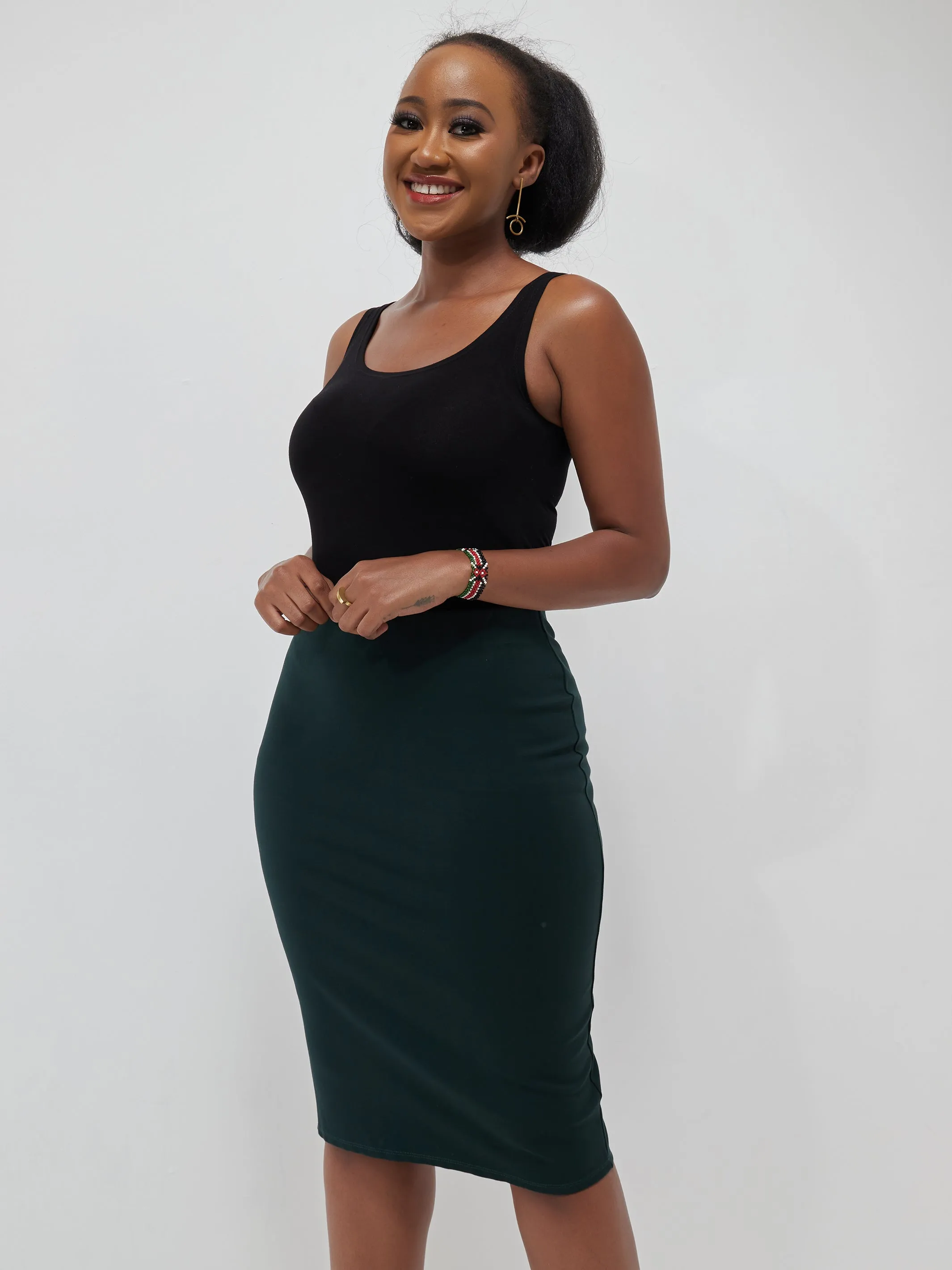 Vivo Basic Waridi Pencil Skirt - Dark Green
