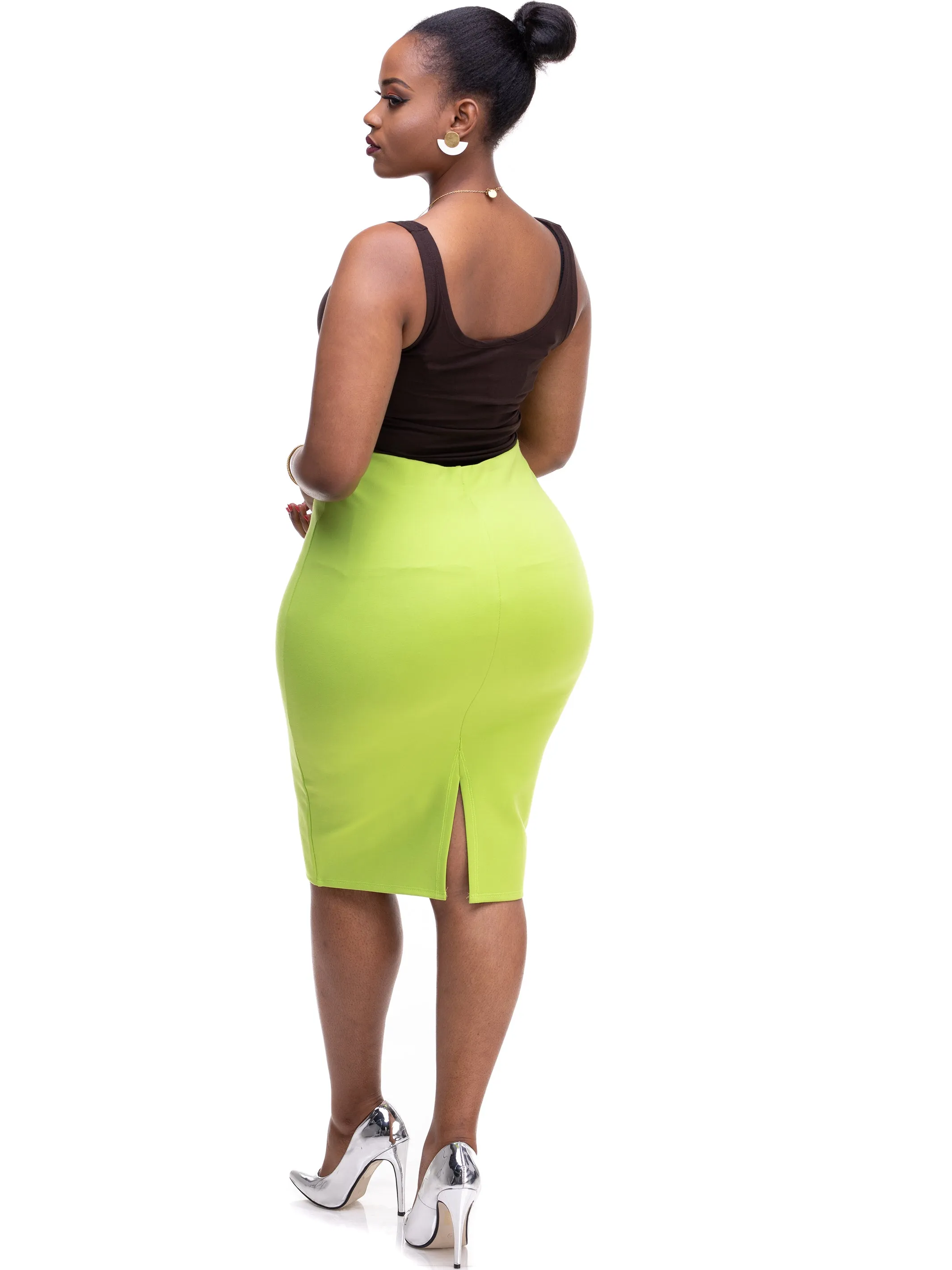 Vivo Basic Waridi Pencil Skirt - Lime Green