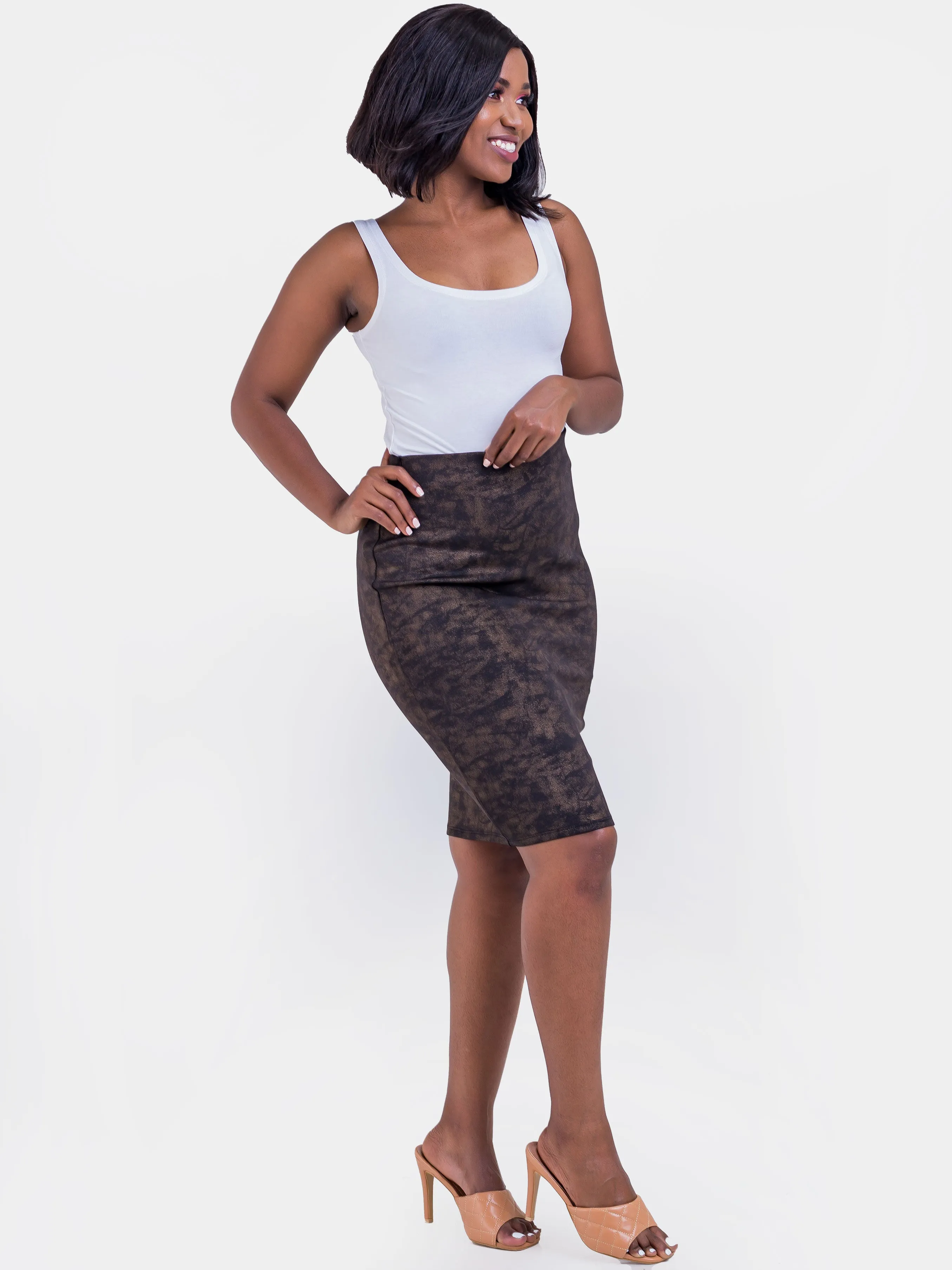 Vivo Naila Pencil Skirt - Gold