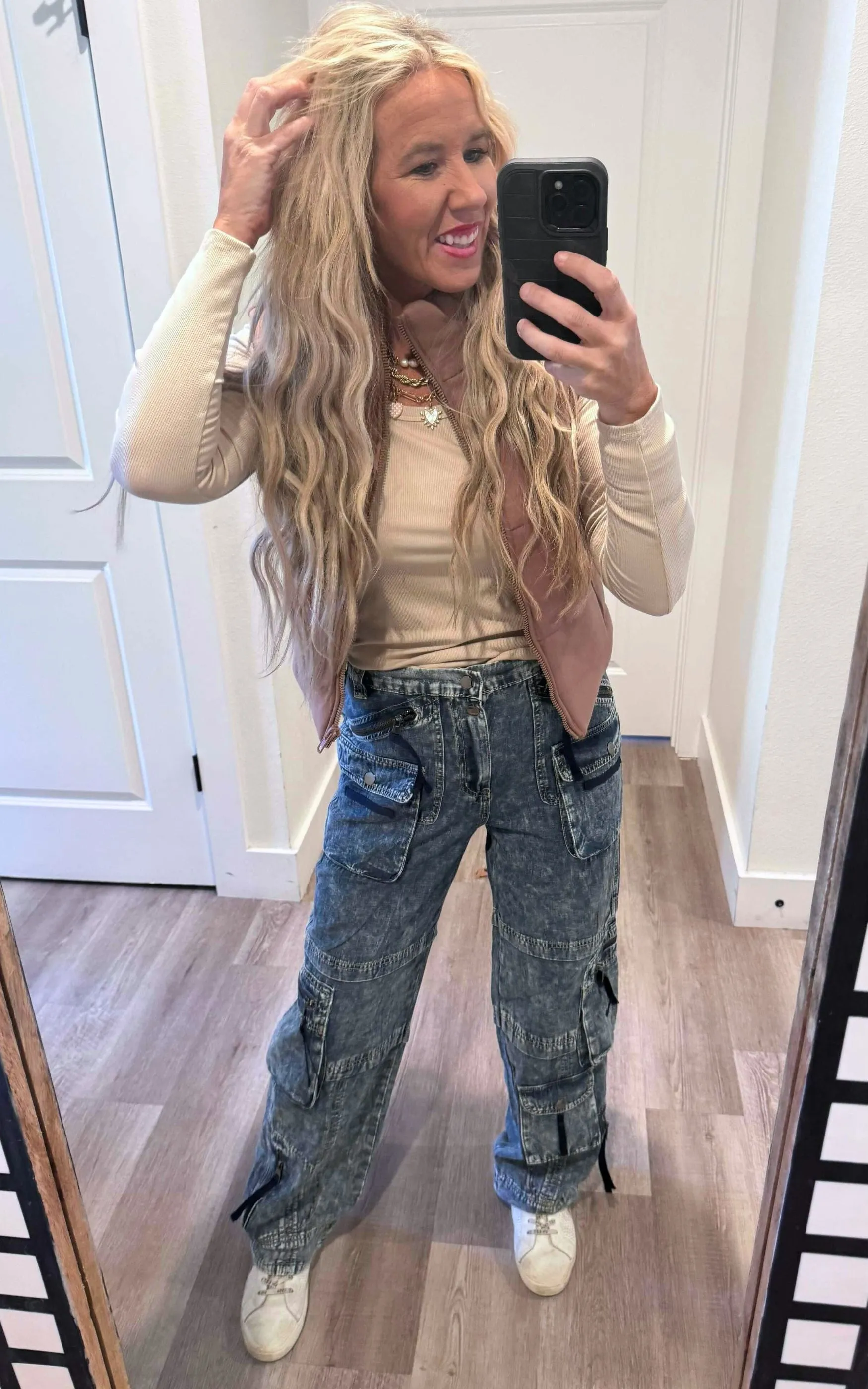 Washed Cargo Denim Pants | OLI & HALI