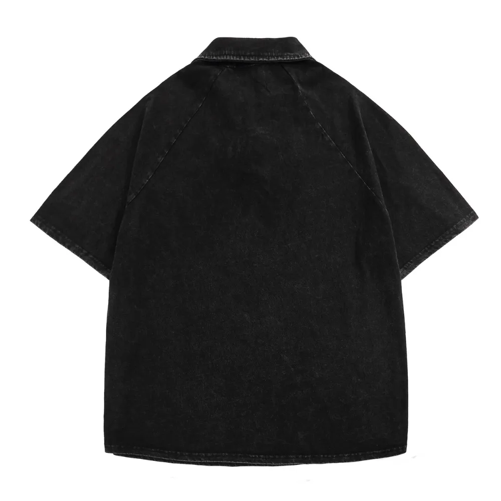 Washed Floral Lapel T-Shirt