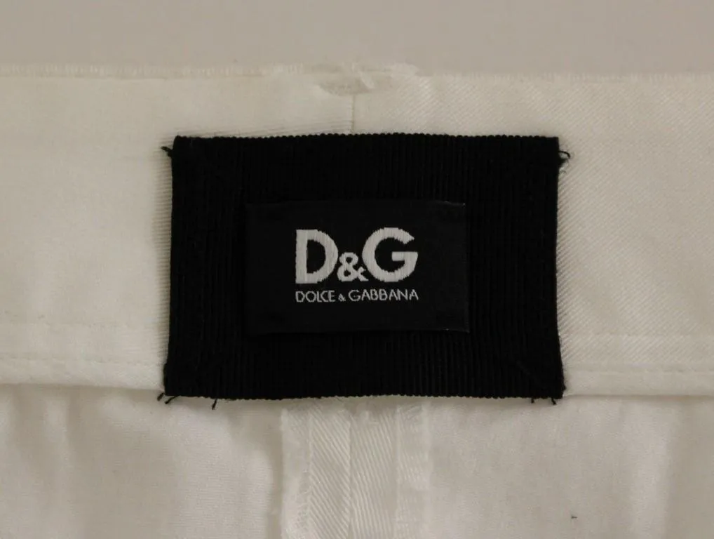 White Cotton Cropped Cargo Pants