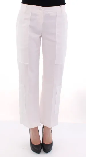 White Cotton Cropped Cargo Pants