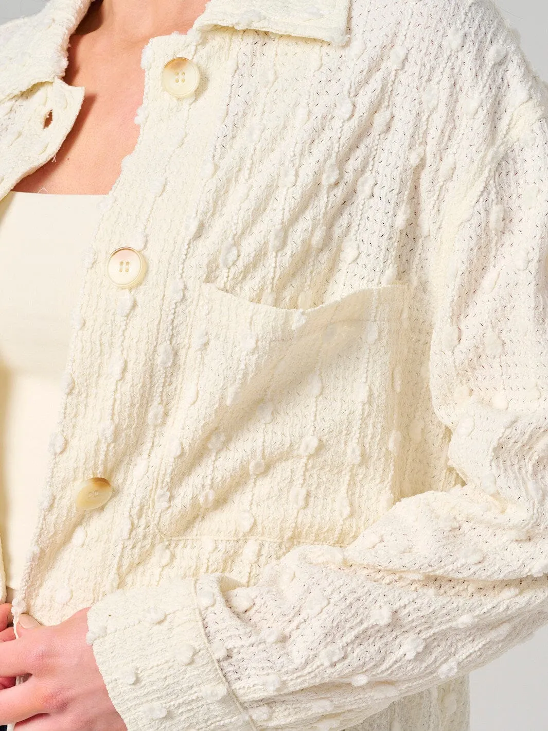 WOMEN'S LONG SLEEVE BUTTON UP SWISS DETAILED OVERSIZED TOP