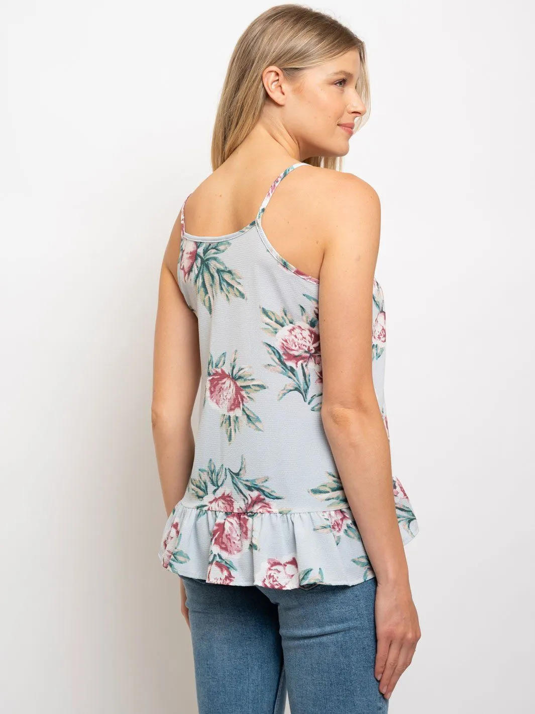 WOMEN'S SPRING PEPLUM SPAGUETTI STRAP TOP