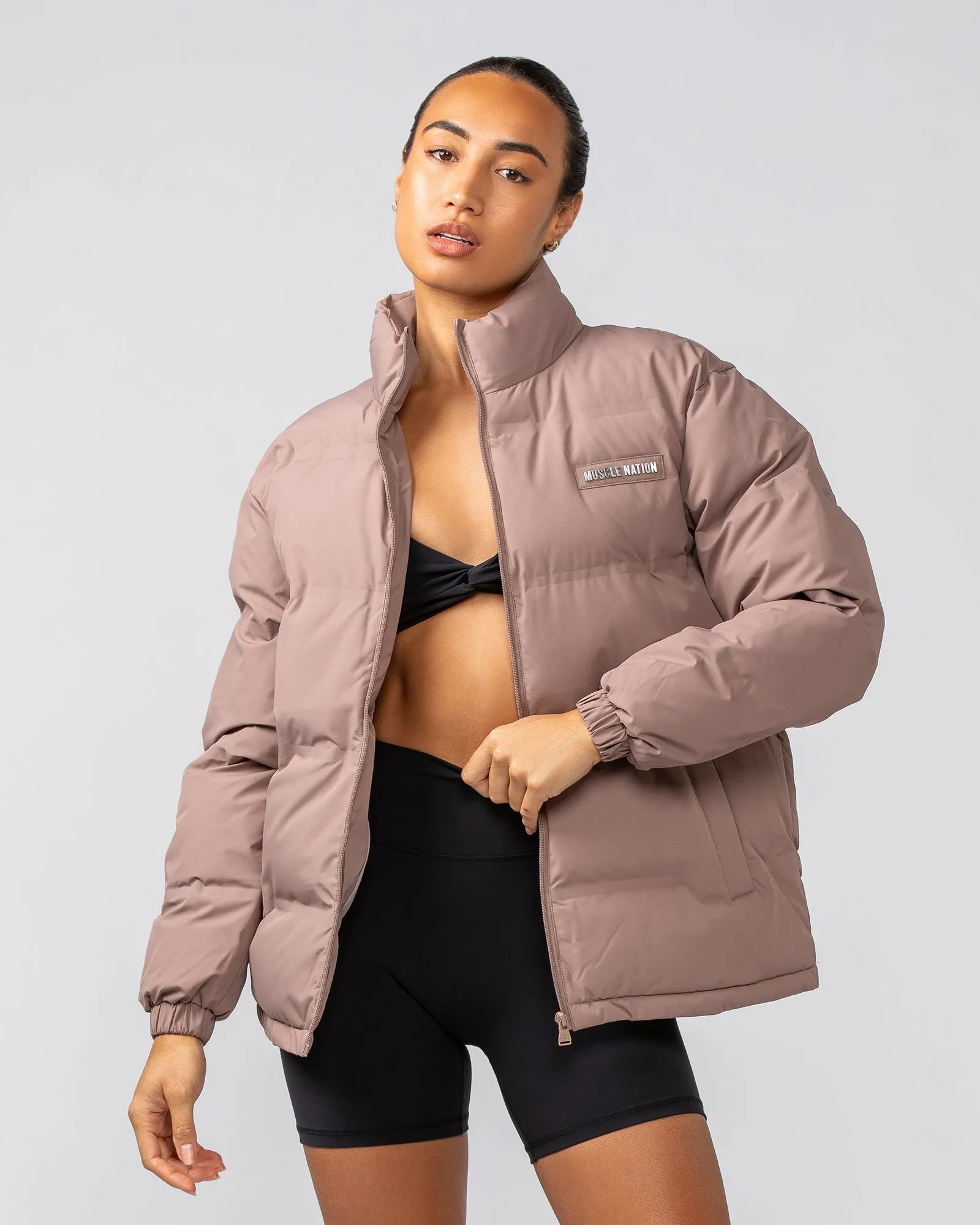 Womens Staple Oversized Puffer Jacket - Praline