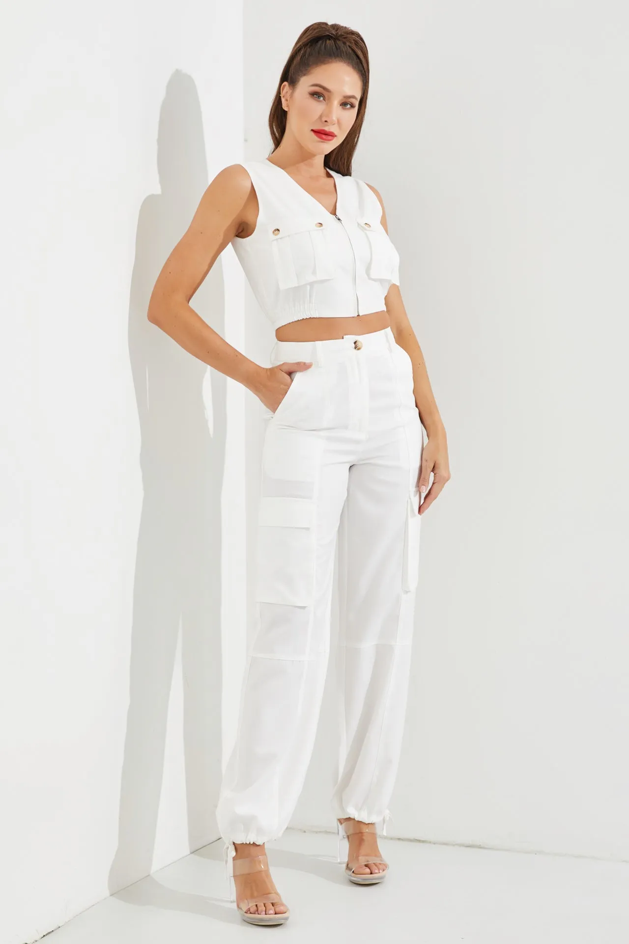 Woven Cargo Vest and Pants Set